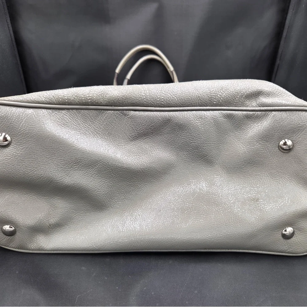 Coach Signature Gray Leather Kisslock Tote Bag